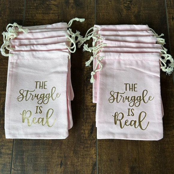 12 Pink & Gold Draw String Bags - Picture 1 of 3